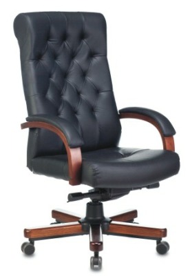 БЮРОКРАТ T-9928WALNUT\BLACK черный кожа крестовина металл