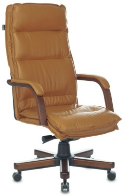 БЮРОКРАТ T-9927WALNUT\MUSTARD горчичный кожа крестовина металл\дерево