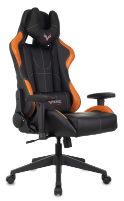БЮРОКРАТ ZOMBIE VIKING 5 AERO черный\оранжевый эко.кожа с подголов. крестов. пластик ORANGE