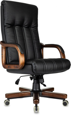 БЮРОКРАТ T-9932WALNUT черный эко.кожа крестов. металл/дерево T-9932WALNUT/ECO-B