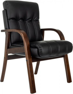 Бюрократ T-9932W-CF-Eco черный эко.кожа на ножках дерево T-9932W-CF/ECO-B