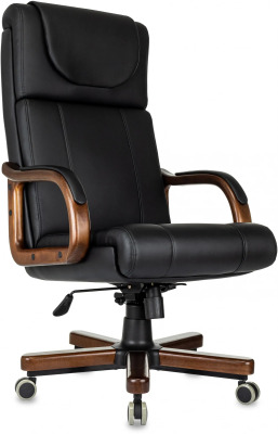 Бюрократ T-9933Walnut черный эко.кожа крестов. металл/дерево T-9933WALNUT/ECO-B