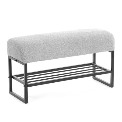 Банкетка-обувница Charli Lux\Чарли Люкс\ велюр\букле, VT shape silver