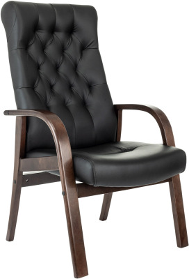 БЮРОКРАТ T-9928WALNUT-CF черный кожа на ножках дерево T-9928WALNUT-CF/B