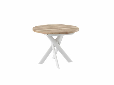 Стол RONALDO-100, круглый раздвижной 100(135), ДУБ КАНЬОН/БЕЛЫЙ