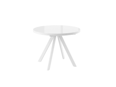 Стол RONDO-100, круглый раздвижной со стеклом 100(135), БЕЛЫЙ ОПТИВАЙТ\БЕЛЫЙ