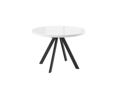 Стол RONDO-110, круглый раздвижной со стеклом 110(145), БЕЛЫЙ ОПТИВАЙТ/ЧЕРНЫЙ