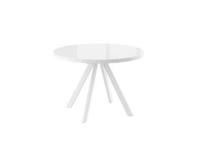 Стол RONDO-110, круглый раздвижной со стеклом 110(145), БЕЛЫЙ ОПТИВАЙТ\БЕЛЫЙ