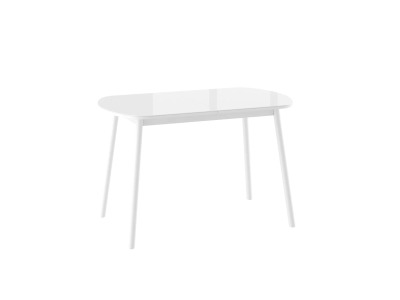 Стол ROUND-120 раздвижной со стеклом 120(152)х70 Белый\Белый