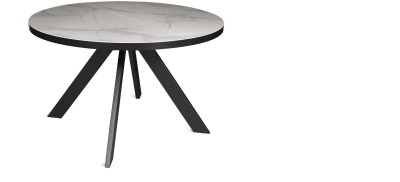 Стол DANTON 120(+40) черный\ керамика белый мрамор