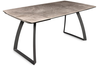 Стол обеденный LORENZO 160GREY 160(+35+35)x90 антрацит/керамика ONIX LATTE глянец