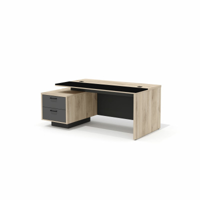 BR-16 L\ Стол руководителя 180х105х76\  Bruno дуб Кронберг/антрацит