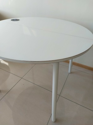 Стол ROUND-100 Круглый раздвижной со стеклом 100(137) Белый\Белый