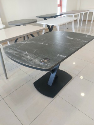 Стол VICTOR-120 раздвижной 120(160)х80 Камень Темный-HPL\Черный