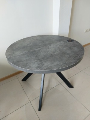 Стол RONDO-100, круглый раздвижной 100(135) Дымчатая Керамика\Черный_УЦЕНКА