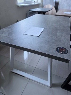 Стол LOFT LUX-160 раздвижной 160(205)х90 Дымчатая Керамика\Белый_УЦЕНКА