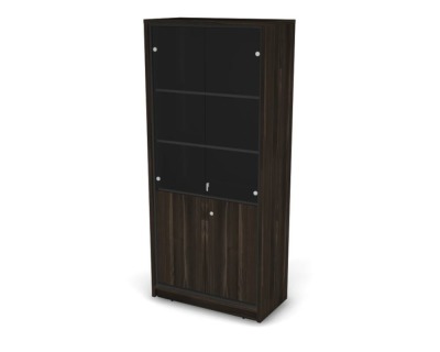124H53 Шкаф комб.со стекл.(86,6*44,1h194,3) (DK/15) (дуб монт./чёрн.граф)
