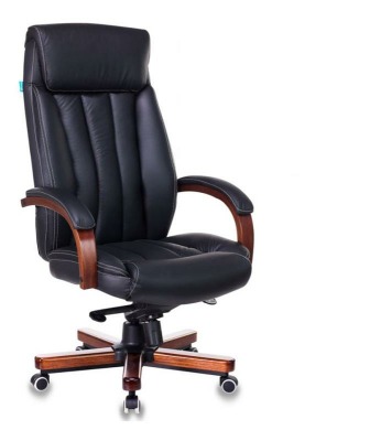 Бюрократ T-9922WALNUT/BLACK черный кожа крестовина дерево