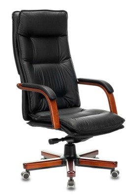 БЮРОКРАТ T-9927WALNUT\BLACK черный кожа крестовина дерево