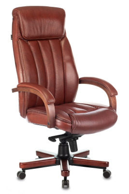 БЮРОКРАТ T-9922WALNUT/светло-коричневый Leather Eichel кожа крестовина металл/дерево